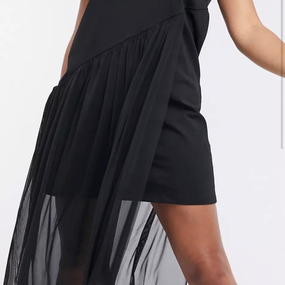 ASOS River Island  asymmetric mesh layered t-shirt mini dress - Picture 5 of 6